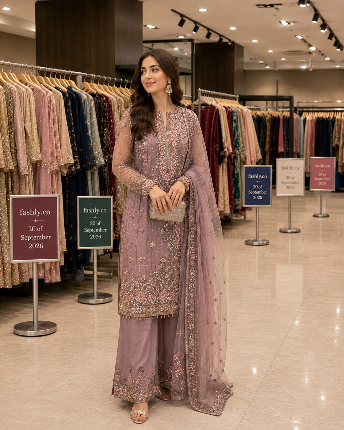 Mauve Chiffon 3-Piece